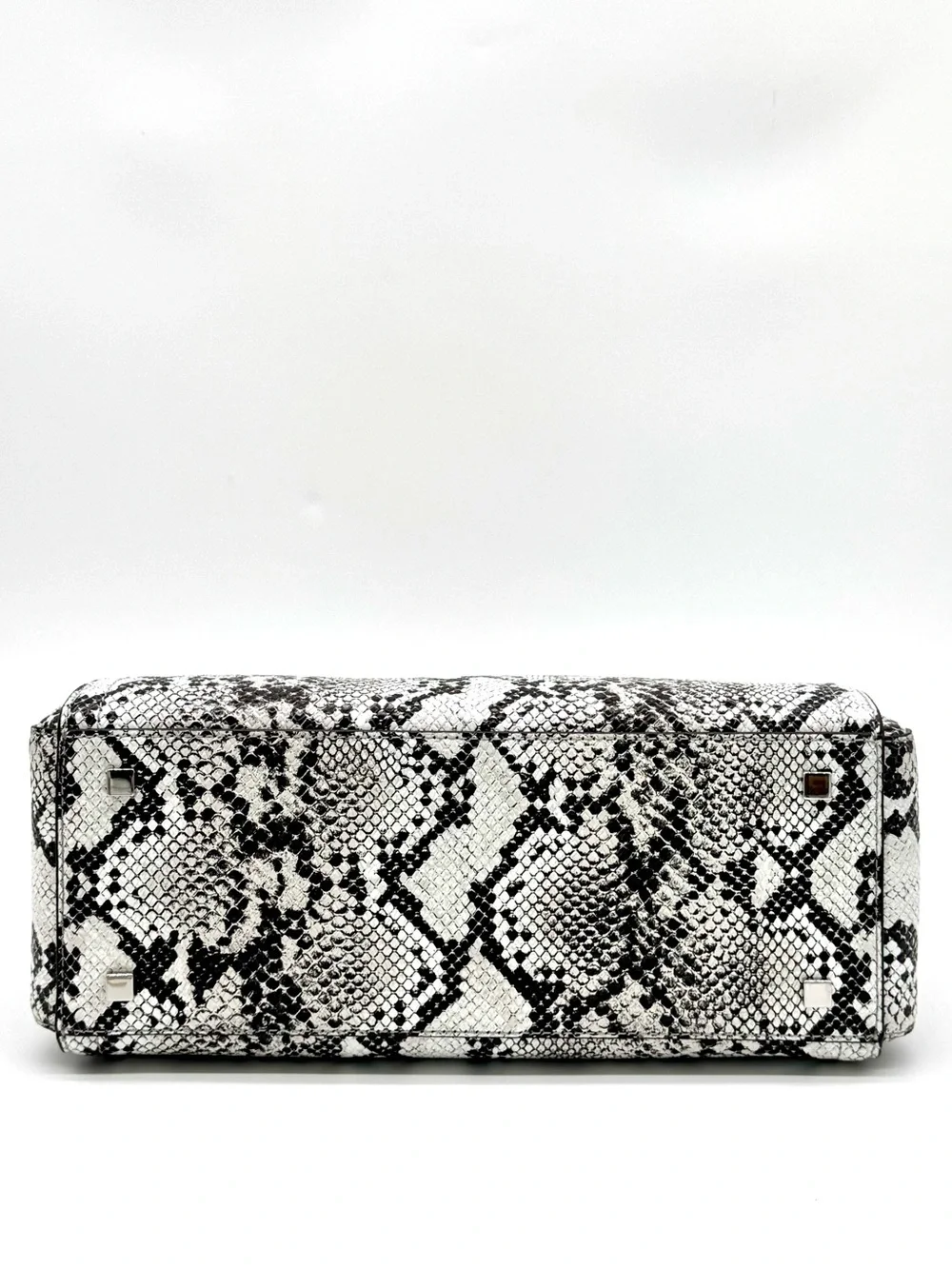 Michael Kors Laila Medium Snakeskin Leather Satchel Bag - Aluminum